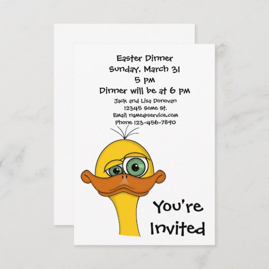 Funny Easter Cartoon Duck Kaart (Voorkant / Achterkant)