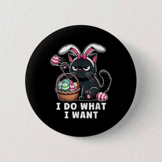Funny Easter Cat Easter Bysket Stuffers Mannen Vro Ronde Button 5,7 Cm (Voorkant)