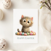 Funny Easter Cat Flat Greeting Card Feestdagenkaart