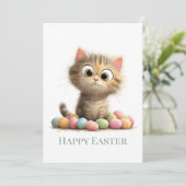 Funny Easter Cat Flat Greeting Card Feestdagenkaart (Staand voorkant)
