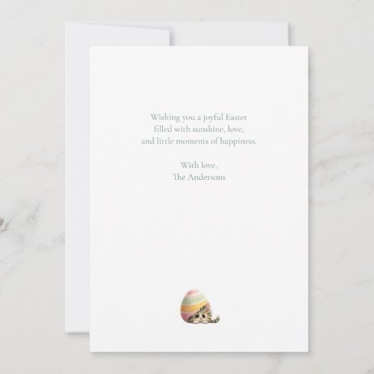 Funny Easter Cat Flat Greeting Card Feestdagenkaart (Achterkant)