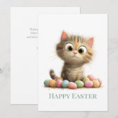 Funny Easter Cat Flat Greeting Card Feestdagenkaart (Voorkant / Achterkant)