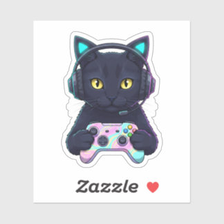 Funny Easter Cat Gamer Egg Controller Gaming  Sticker
