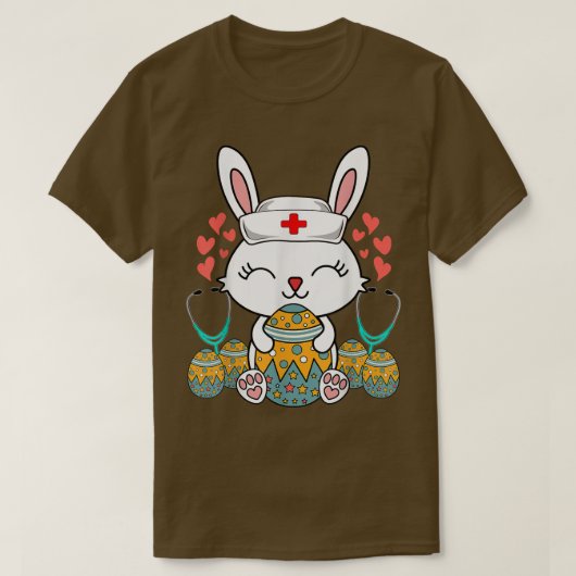 Funny Easter Cute Bunny Nurse Holding Egg Happy Ea T-shirt (Design voorkant)