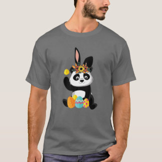 Funny Easter Day Cute Panda Bunny Ears Paaseieren T-shirt