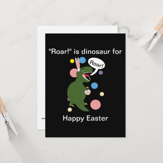 Funny Easter Dinosaur Cute Personaliseert Briefkaa Kaart (Voorkant / Achterkant in situ)
