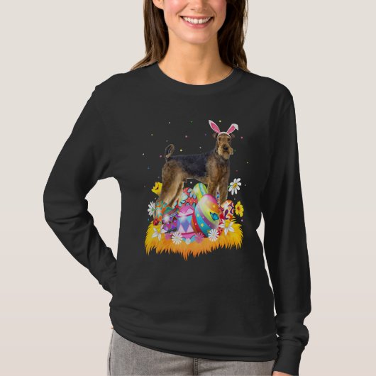 Funny Easter Egg Airedale Terrier Dog Easter Sund T-shirt (Voorkant)