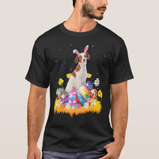 Funny Easter Egg Brittany Spaniel Dog Easter Sun T-shirt (Voorkant)