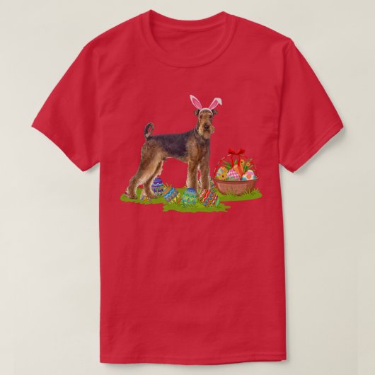 Funny Easter Egg Hunt Bunny Airedale Terrier Dog E T-shirt (Design voorkant)
