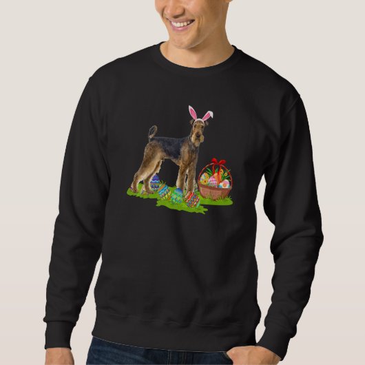 Funny Easter Egg Hunt Bunny Airedale Terrier Dog E Trui (Voorkant)