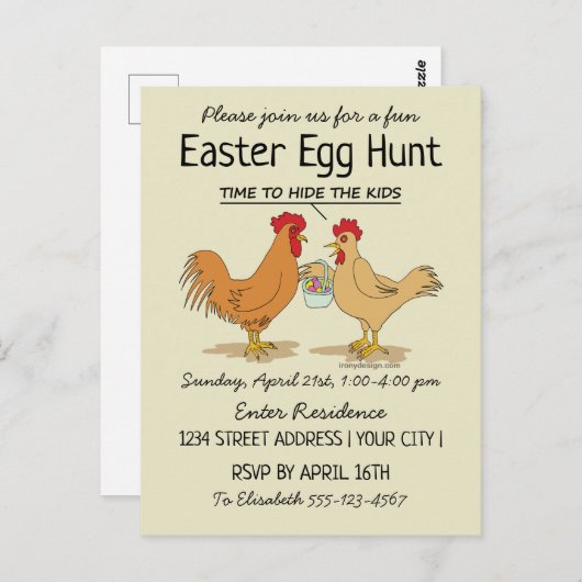 Funny Easter Egg Hunt Uitnodiging (Voorkant / Achterkant)
