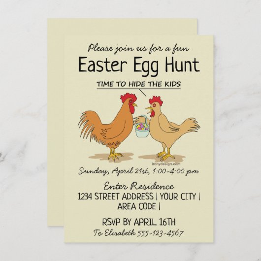 Funny Easter Egg Hunt Uitnodiging (Voorkant / Achterkant)