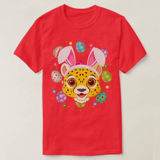 Funny Easter Egg Lover Bunny Ear Cheetah East T-shirt (Design voorkant)