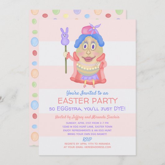 Funny Easter Eggstra Cute Spring Party Kaart (Voorkant / Achterkant)