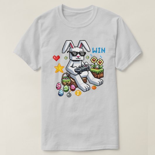 Funny Easter Gamer – Bunny spelen van videogames T-shirt (Design voorkant)