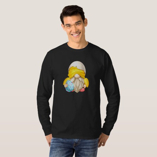 Funny Easter Gnome Grandpa voor kippen pap en eas T-shirt (Voorkant volledig)