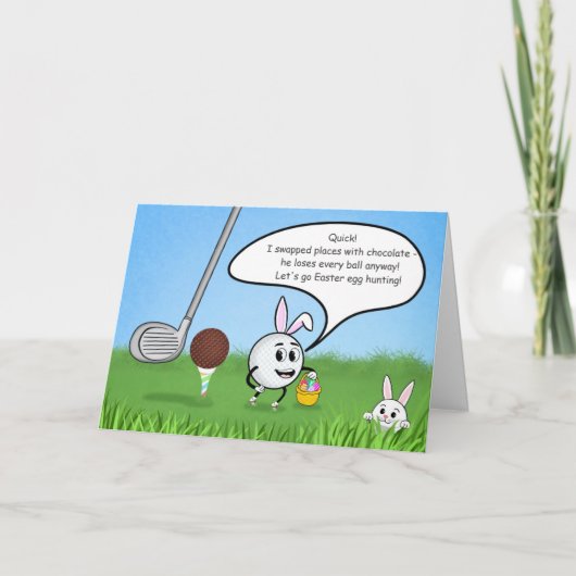 Funny Easter Golf Ball Easter Egg Hunt Humor Kaart (Voorkant)