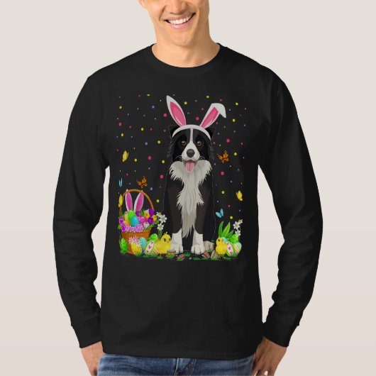Funny Easter Hunting Border Collie Dog Pasen T-shirt (Voorkant)