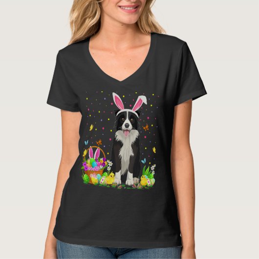 Funny Easter Hunting Border Collie Dog Pasen T-shirt (Voorkant)