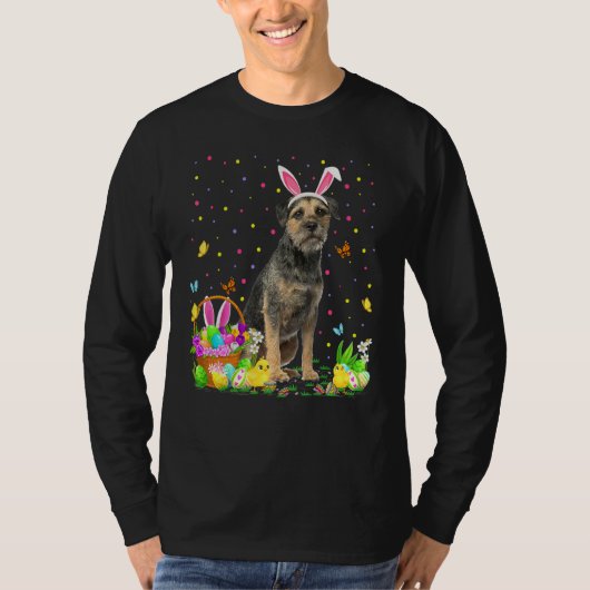 Funny Easter Hunting Border Terrier Dog Easter T-shirt (Voorkant)