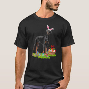 Funny Easter Hunting Bunny Doberman Pinscher D T-shirt