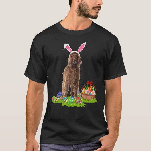 Funny Easter Hunting Bunny Irish Setter Dog Ea T-shirt (Voorkant)