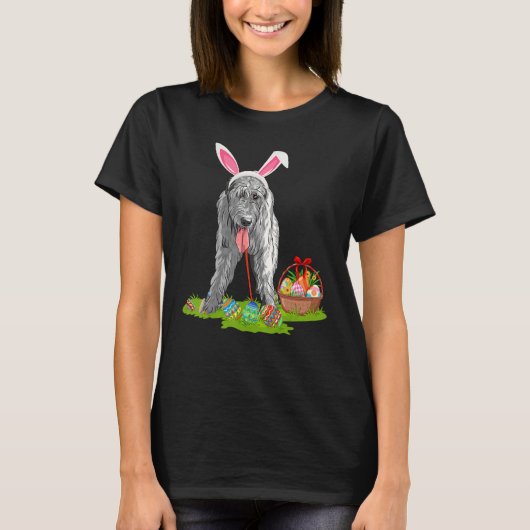 Funny Easter Hunting Bunny Irish Wolfhound Dog T-shirt (Voorkant)