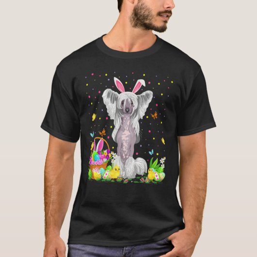 Funny Easter Hunting Chinese Crested Dog Easte T-shirt (Voorkant)