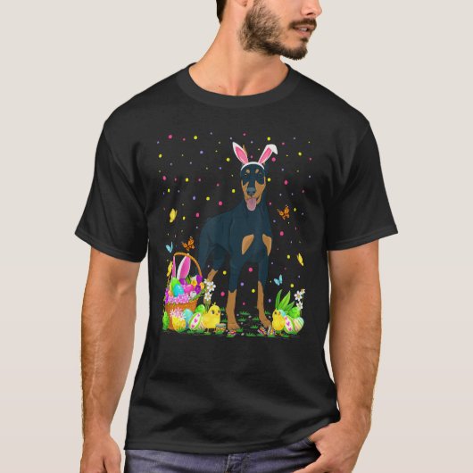 Funny Easter Hunting Doberman Pinscher Dog Eas T-shirt (Voorkant)