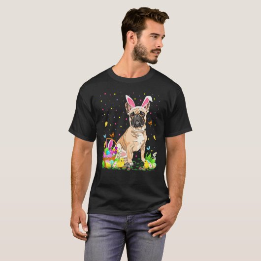 Funny Easter Hunting French Bulldog Easter Sun T-shirt (Voorkant volledig)
