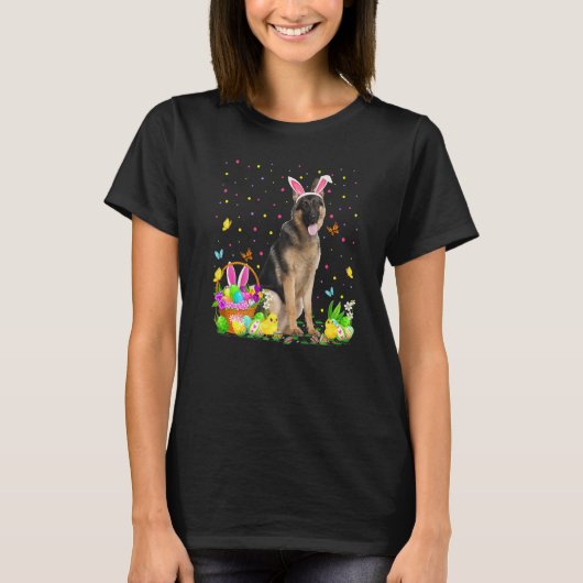 Funny Easter Hunting German Shepherd Dog Easte T-shirt (Voorkant)