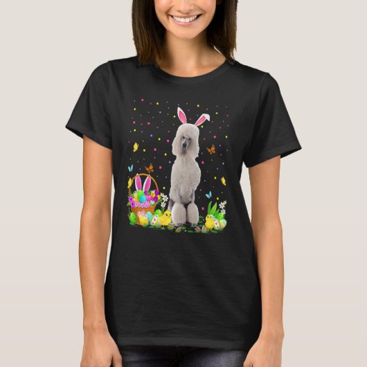 Funny Easter Hunting Standard Poodle Dog Easte T-shirt (Voorkant)