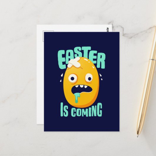 Funny Easter komt uit Gele Eieren Briefkaart (Voorkant / Achterkant in situ)