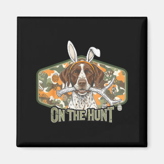 Funny easter labrador retriever on the hunt bunny magneet