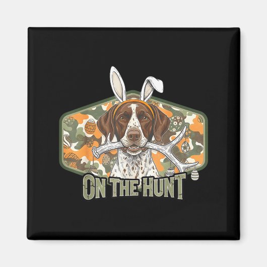 Funny easter labrador retriever on the hunt bunny magneet (Voorkant)