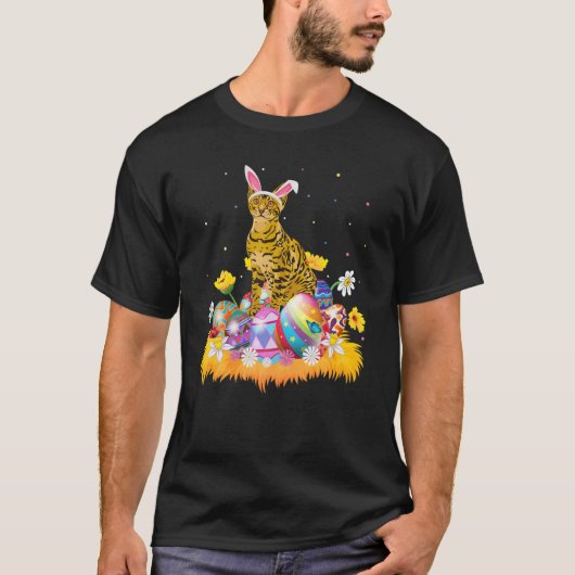 Funny Easter Lover Cute Bengal Cat Easter Sund T-shirt (Voorkant)
