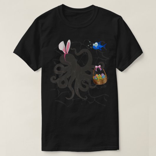 Funny Easter Octopus Easter Basket en Bunny Ears T-shirt (Design voorkant)