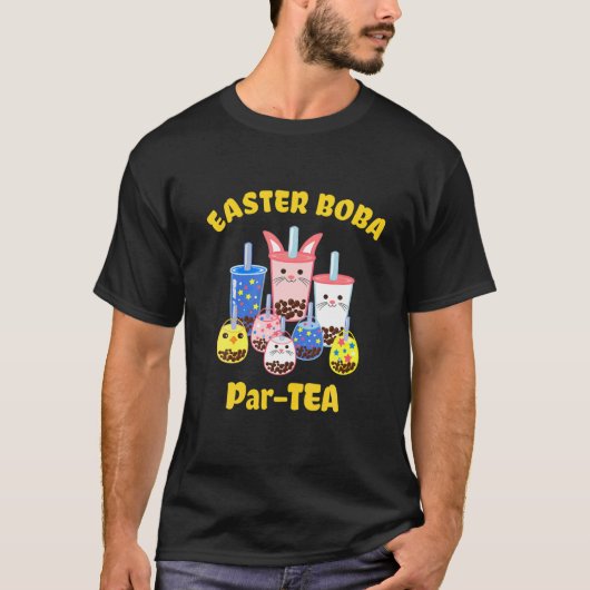 Funny Easter Party Boba Bubble Tea Flavors T-shirt (Voorkant)
