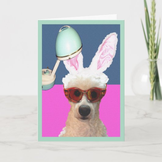 Funny Easter Poodle glamming it Up Holiday Kaart (Voorkant)