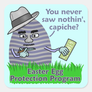 Funny Easter Protection Programme Vierkante Sticker