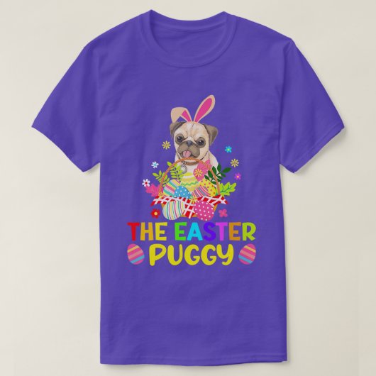 Funny Easter Pug Bunny Ear Eggs Basket Dogs Kinder T-shirt (Design voorkant)