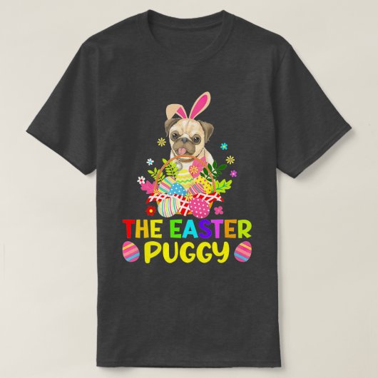 Funny Easter Pug Bunny Ear Eggs Basket Dogs Kinder T-shirt (Design voorkant)