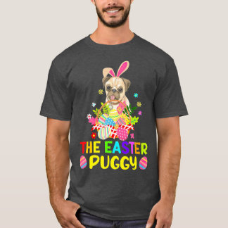 Funny Easter Pug Bunny Ear Eggs Basket Dogs Kinder T-shirt