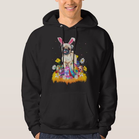 Funny Easter Pug Dog Paaszondag Hoodie (Voorkant)