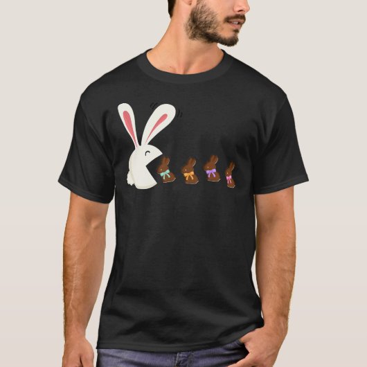 Funny Easter Rabbit Eating Chocolate Neaster Bunni T-shirt (Voorkant)
