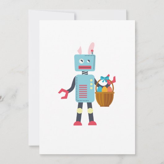 Funny Easter Robot Paasbunny voor jongens meisjes Feestdagenkaart (Voorkant)