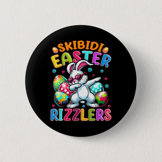 Funny Easter Shirt - Skibidi Easter Bunny Gen Alph Ronde Button 5,7 Cm (Voorkant)