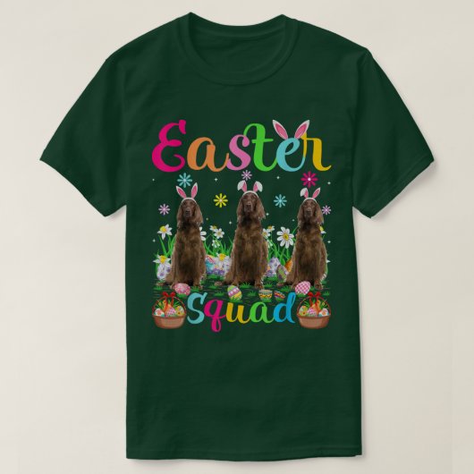 Funny Easter Squad Bunny Ear Irish Setter Dog Happ T-shirt (Design voorkant)