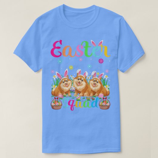 Funny Easter Squad Bunny Ear Pommommeren Blig T-shirt (Design voorkant)