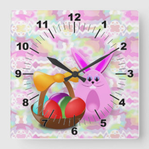 Funny Easter Wall Clock Vierkante Klok